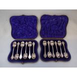 TWO MATCHING CASED SETS OF SILVER TEASPOONS