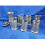 A COLLECTION OF PEWTER TANKARDS