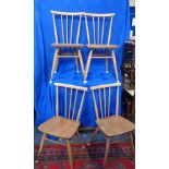 A SET OF FOUR ERCOL STICK BACK CHAIRS
