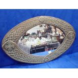 AN ARTS AND CRAFTS STYLE BRASS FRAMED MIRROR
