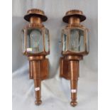 A PAIR OF CARRIAGE STYLE WALL LAMPS