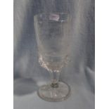 A GLASS GOBLET ETCHED WITH A WOODLAND SCENE