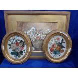 A PAIR OF 19TH CENTURY OIL ON TIN FLORAL PAINTINGS
