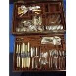 A QUANTITY OF CASED SILVER PLATED CUTLERY