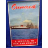 TWO VINTAGE CUNARD OCEAN LINER POSTERS; 'LIVERPOOL TO U.S.A. AND CANADA'