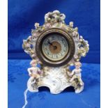 AN EARLY 20TH CENTURY 'DRESDEN' PORCELAIN CLOCK