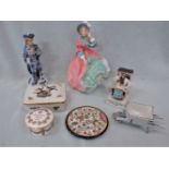 A HEREND TRINKET BOX, A ROYAL DOULTON FIGURINE; 'SPRING MORNING'