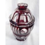 A BOHEMIAN OVERLAID GLASS BONBON JAR