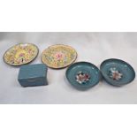 A SMALL BLUE CLOISONNE BOX