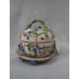 A MEISSEN STYLE COVERED POT, ENCRUSTED WITH FLOWERS