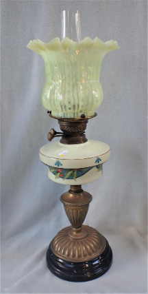 AN EDWARDIAN OIL LAMP