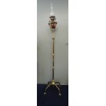 A VICTORIAN BRASS OIL STANDARD LAMP