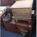 A 19TH CENTURY PAINTED ASH STEP COMMODE, WITH ORIGINAL DECORATION