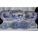 A COLLECTION OF BLUE AND WHITE PLATES