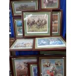 A COLLECTION OF FRAMED RACING PRINTS