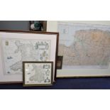 A FRAMED 1930S ORDNANCE SURVEY ROAD MAP, NORTH DEVON