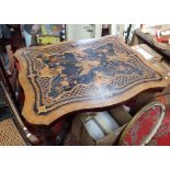 A MARQUETRY TOPPED CENTRE TABLE