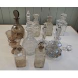 A COLLECTION OF GLASS DECANTERS