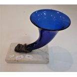 AN ENGLISH BLUE GLASS CORNUCOPIA