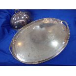 A LARGE VICTORIAN SILVER-PLATED GALLERIED TRAY