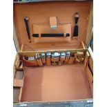 A VINTAGE LEATHER DRESSING CASE, BY DREW & SONS