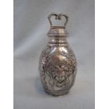 A CONTINENTAL WHITE METAL CADDY OR FLASK