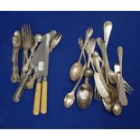 A QUANTITY OF SILVER AND PLATED FLATWARE