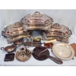 THREE VERY GRAND VICTORIAN SILVER-PLATED SERVING DISHES