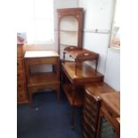 A PAIR OF REPRODUCTION YEW LAMP TABLES