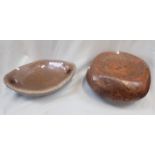 TWO PIECES OF GARDEN POTTERY, OF PEBBLE FORM