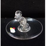 A LALIQUE DUCK GLASS PIN TRAY