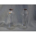 A PAIR OF EDWARDIAN SILVER-MOUNTED GLASS VASES
