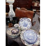 TWO EARLY VICTORIAN BLUE AND WHITE PLATES