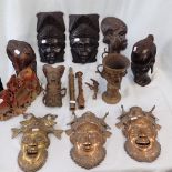 A COLLECTION OF TRIBAL ART INCLUDING EBONY FIGURES
