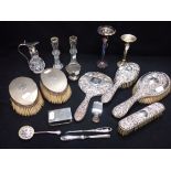 A COLLECTION OF SILVER BACKED BRUSHES