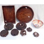 A COLLECTION OF CHINESE HARDWOOD STANDS AND TRAYS