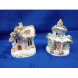 A PAIR OF STAFFORDSHIRE PASTILLE BURNERS