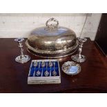 A SILVER-PLATED REGIMENTAL DISH COVER