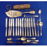 A COLLECTION OF SILVER SPOONS, FORKS