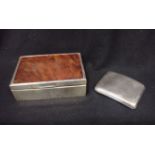 A SILVER AND TORTOISESHELL CIGARETTE BOX WITH A SILVER CIGARETTE CASE
