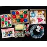A BOX OF 1940S/50S WOOLWORTH'S CHRISTMAS BAUBLES