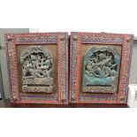 A PAIR OF INDIAN 'KARMA SUTRA' EROTIC PANELS