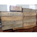 A VINTAGE BOTTLE CRATE; 'MARSH, BLANDFORD', AND OTHER CRATES