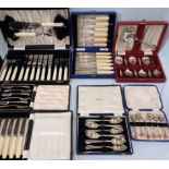 A COLLECTION OF CASED SILVER-PLATED CUTLERY