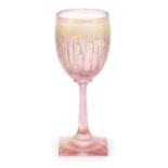 Pink iridescent wine glass, 16.5cm high