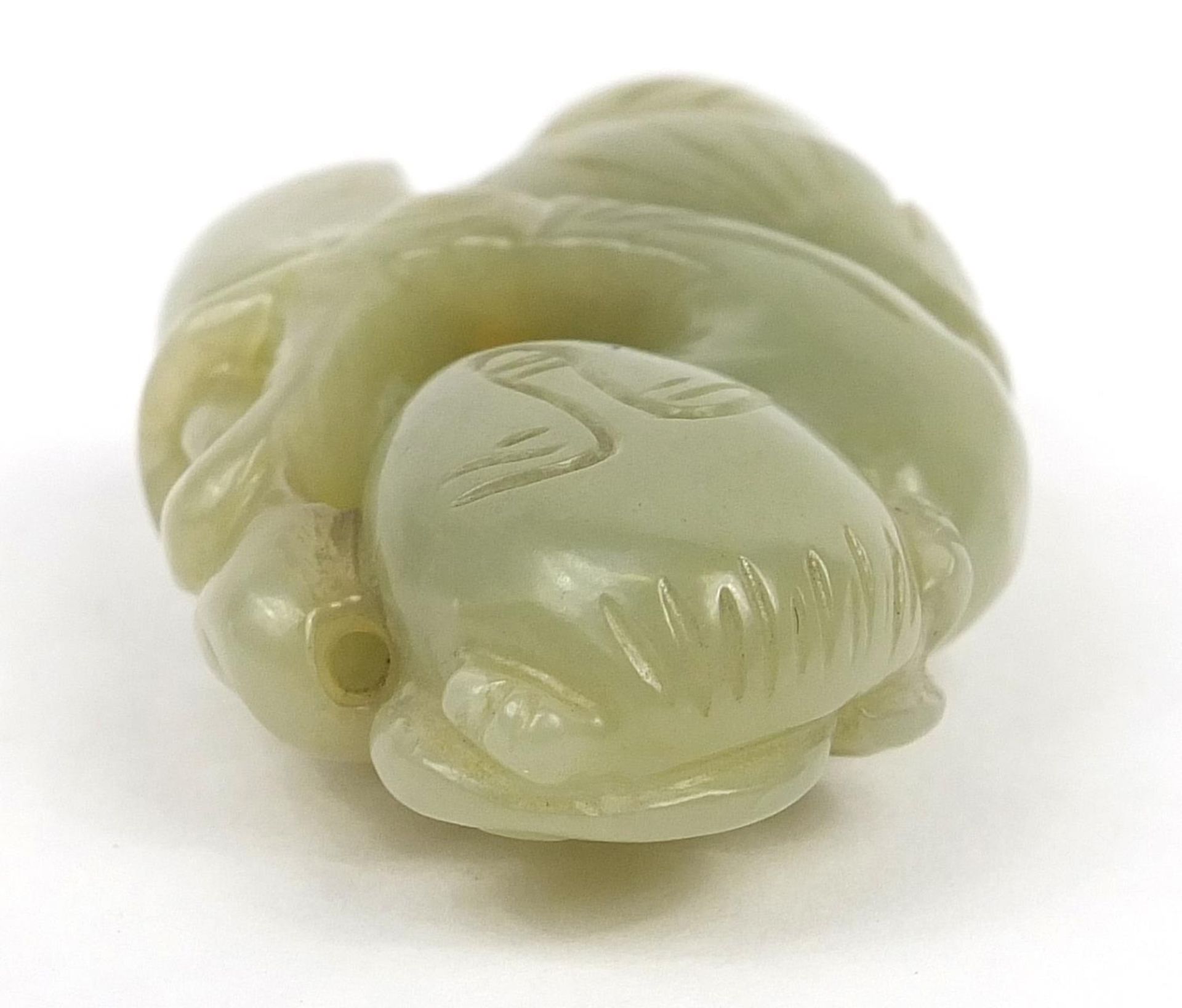 Chinese celadon jade carving of a boy, 7cm high - Image 6 of 7