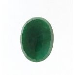Oval emerald beryl gemstone with certificate, approximately 7.65 carat