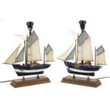 Pair of ship design table lamps, each 49cm high