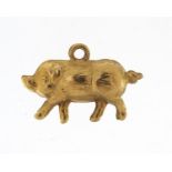 9ct gold pig charm, 1.8cm in length, 0.5g