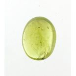 Oval peridot cabochon gemstone with certificate, approximately 3.14 carat